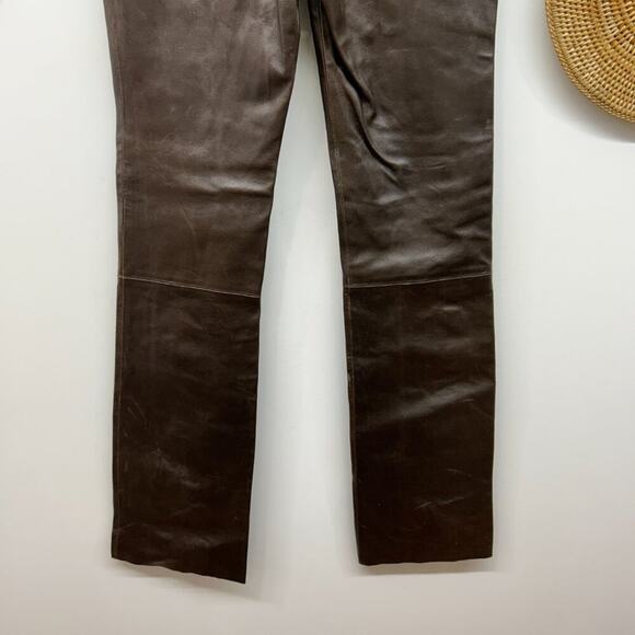 Vintage Maxima Wilsons Leather Neutral Brown Leather Straight Leg Pants 2 - Picture 9 of 11